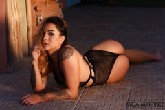 MIca Martinez Big Tits in Black Mesh Swimsuit 007