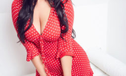 Emily North Big Boobs in Red Minidress